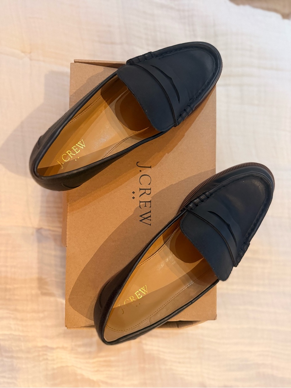 J. Crew Black Leather Penny Loafers